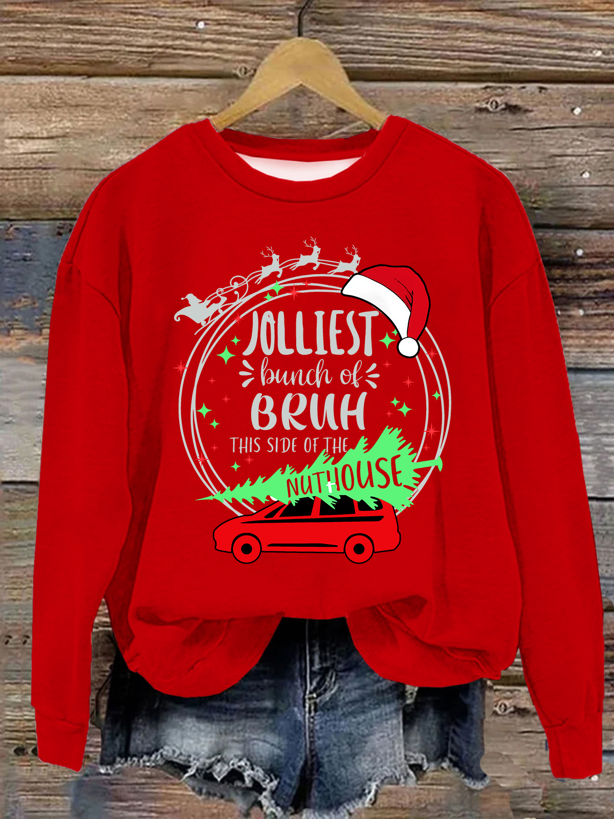 Jolliest Bunch Of Bruh Casual Loose Christmas Sweatshirt