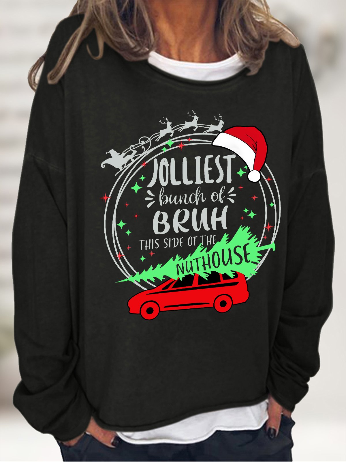 Jolliest Bunch of Bruh Christmas Casual Sweatshirt