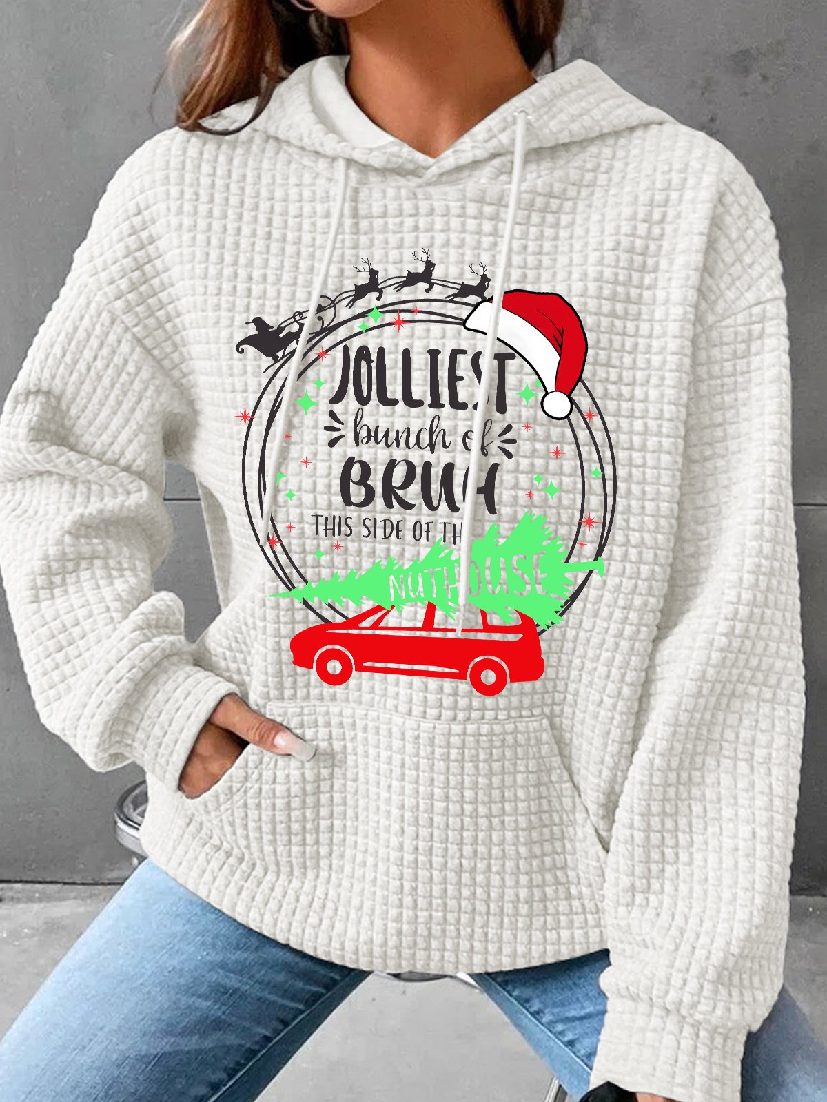 Jolliest Bunch Of Bruh Christmas Simple Loose Hoodie