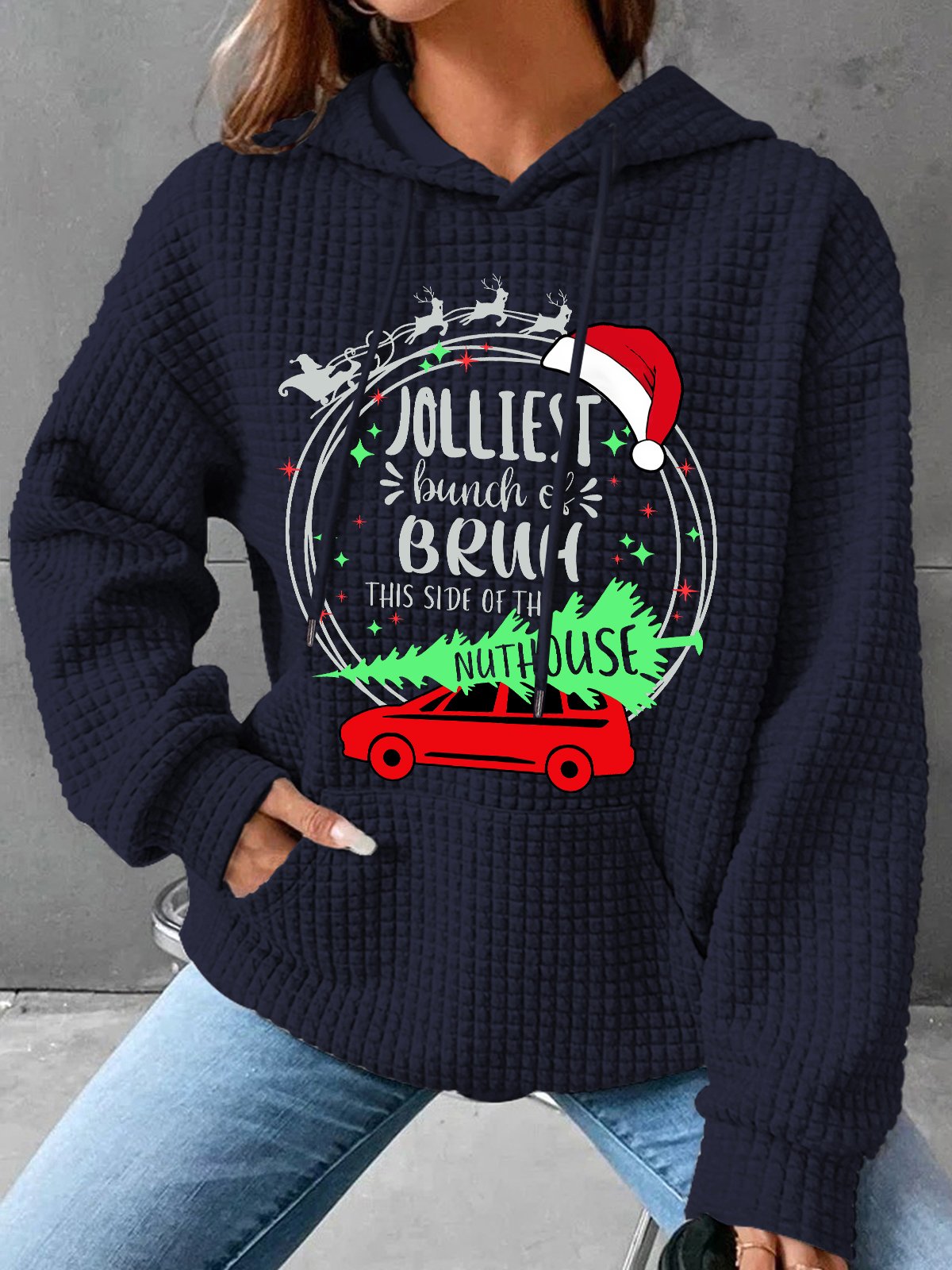 Jolliest Bunch Of Bruh Christmas Simple Loose Hoodie