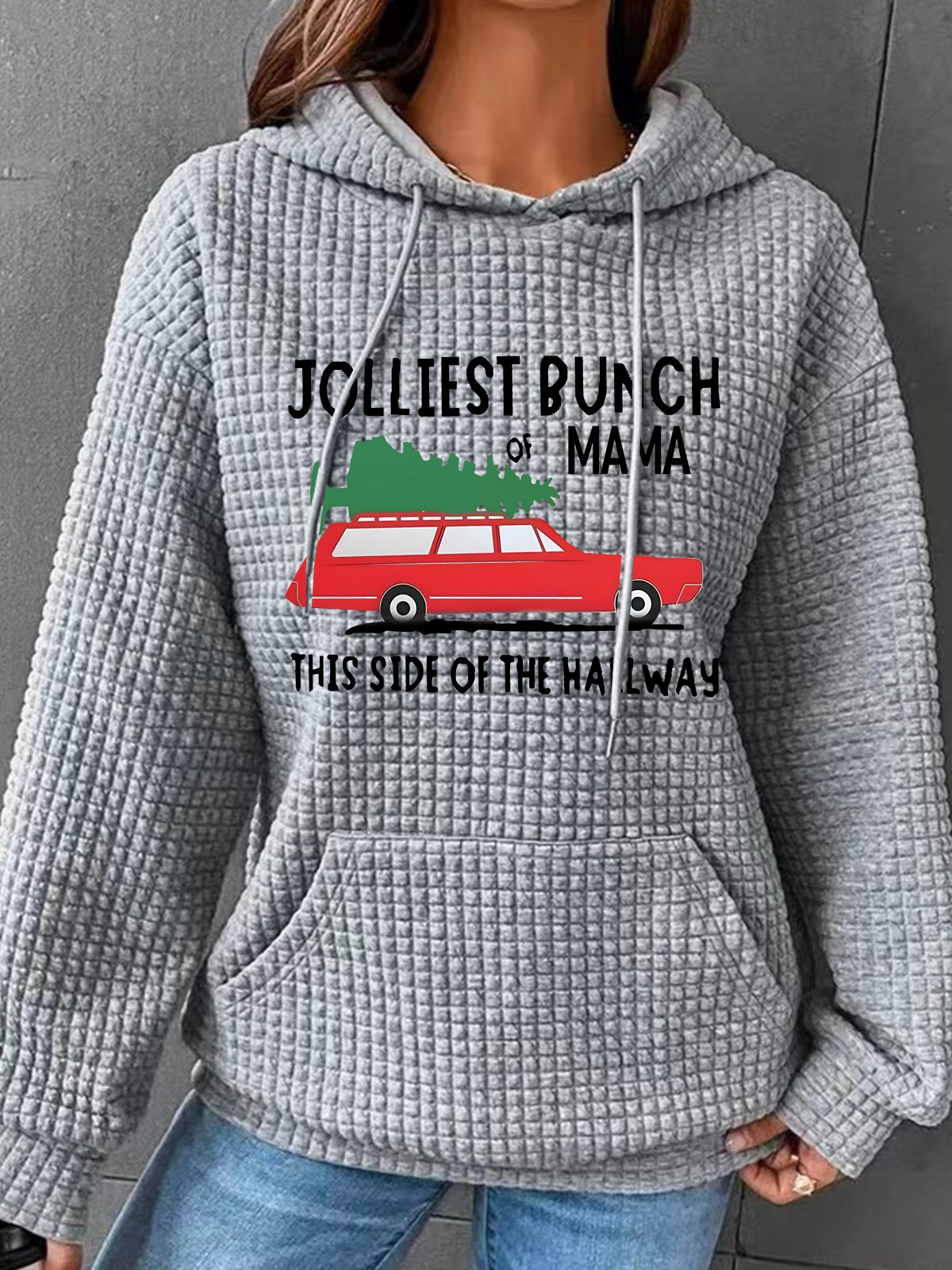 Jolliest Bunch Of  Mama Christmas Simple Loose Hoodie