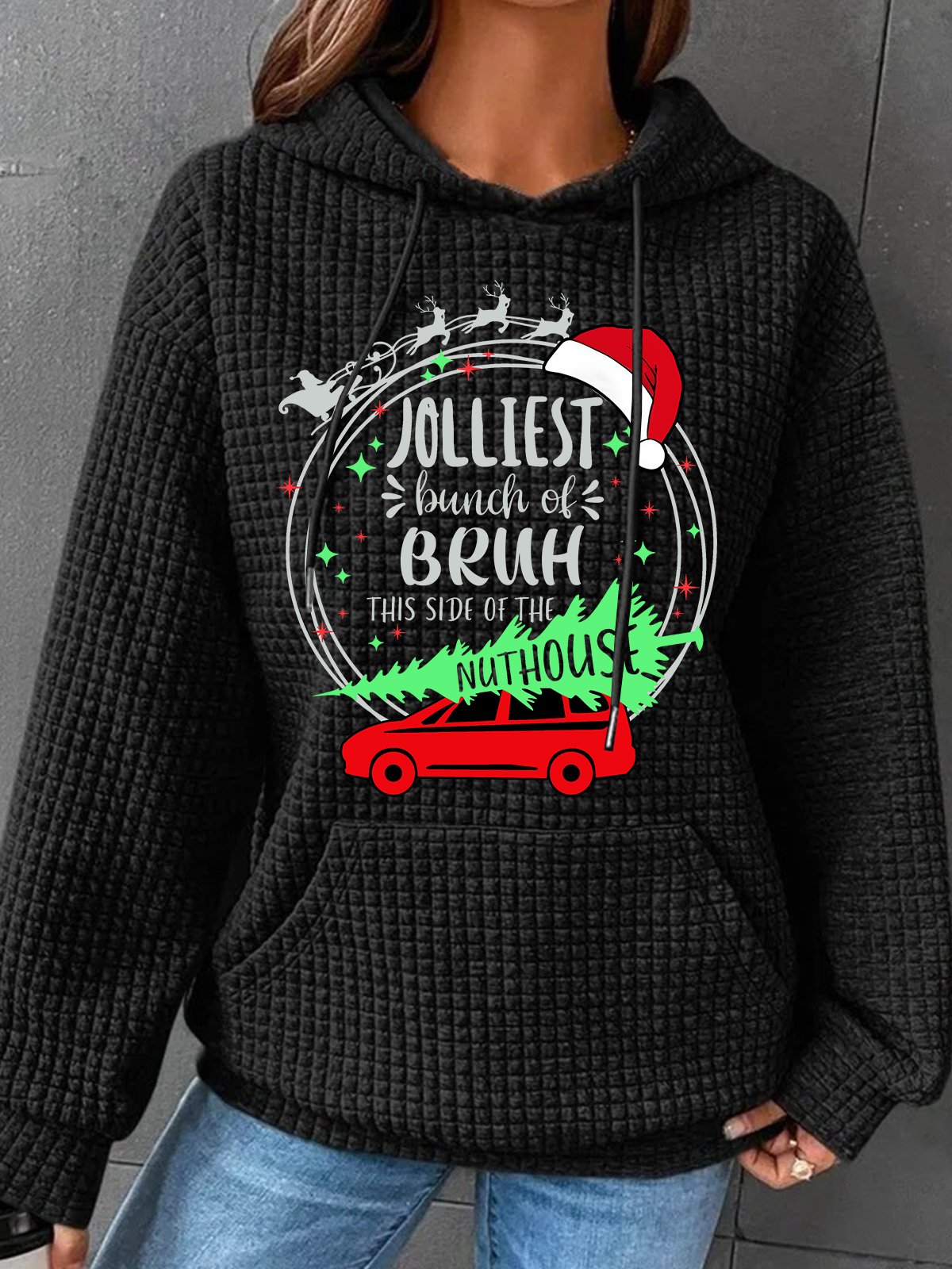 Jolliest Bunch Of Bruh Christmas Simple Loose Hoodie