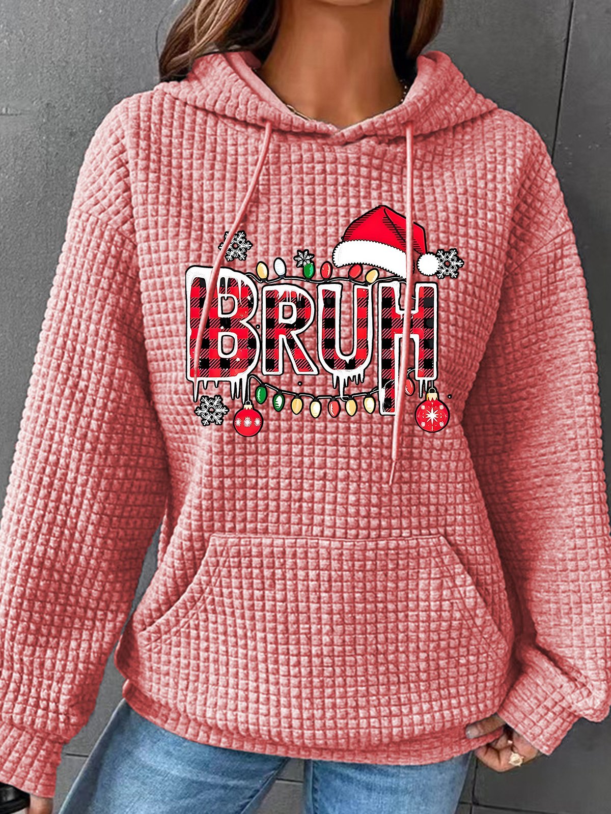 Bruh Christmas Simple Loose Hoodie