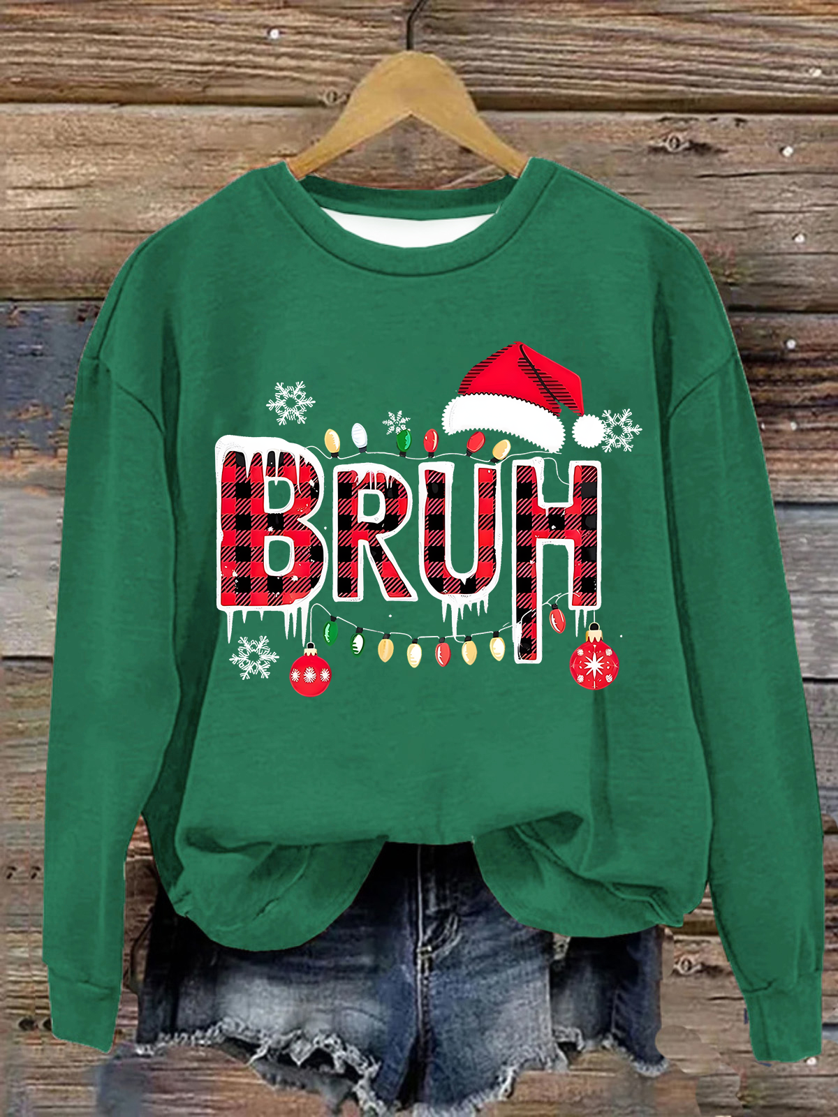 Funny Bruh Christmas Crew Neck Casual Loose Sweatshirt