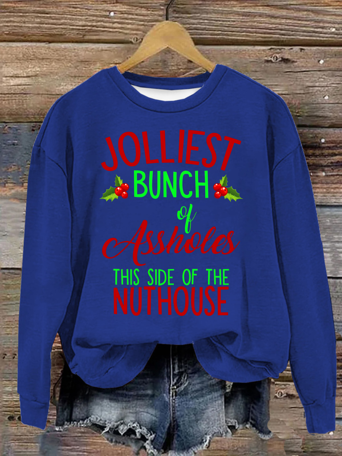 Jolliest Bunch of Assholes Loose Casual Crew Neck Christmas Sweatshirt