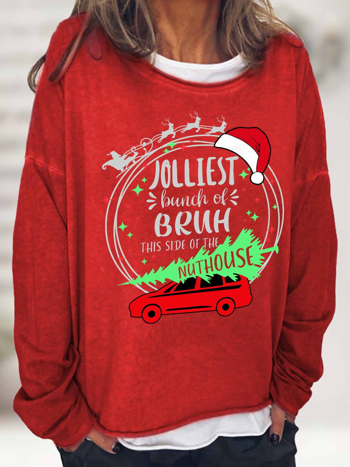 Jolliest Bunch of Bruh Christmas Casual Sweatshirt