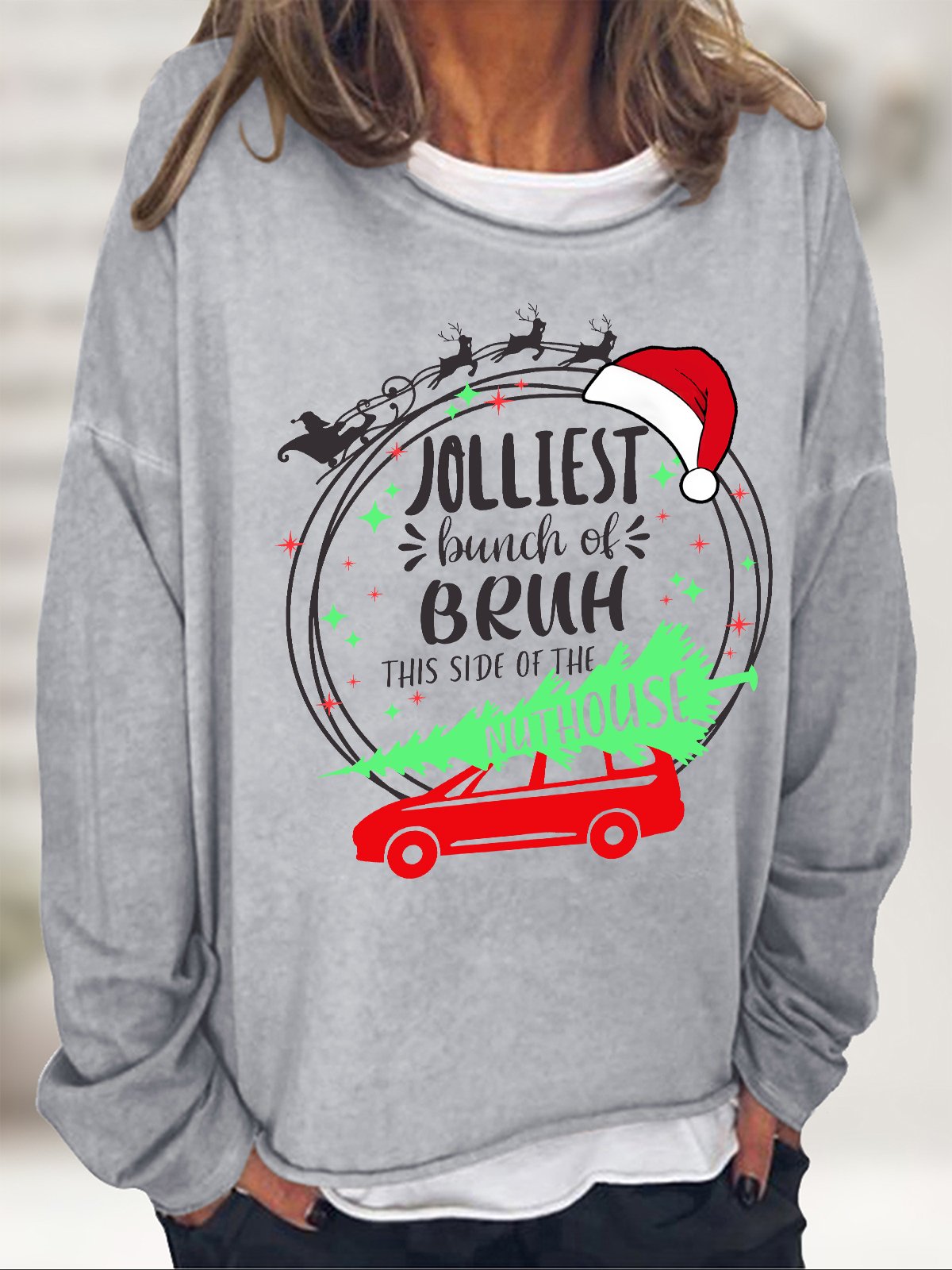 Jolliest Bunch of Bruh Christmas Casual Sweatshirt