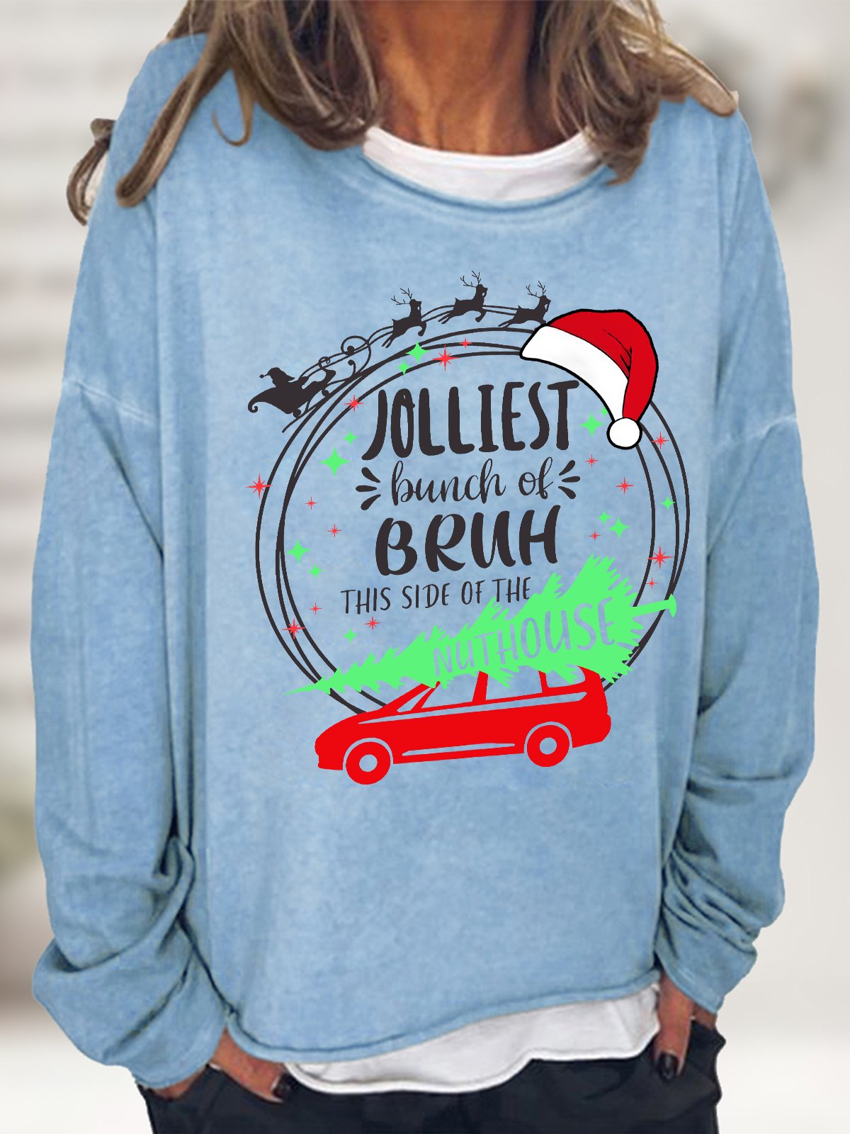 Jolliest Bunch of Bruh Christmas Casual Sweatshirt