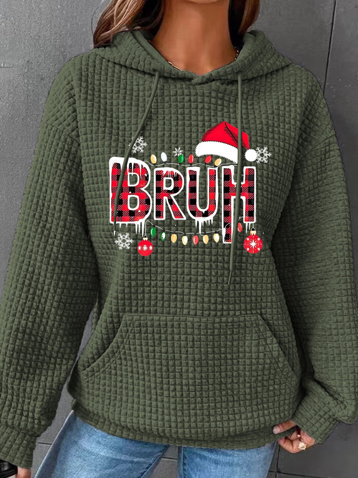 Bruh Christmas Simple Loose Hoodie