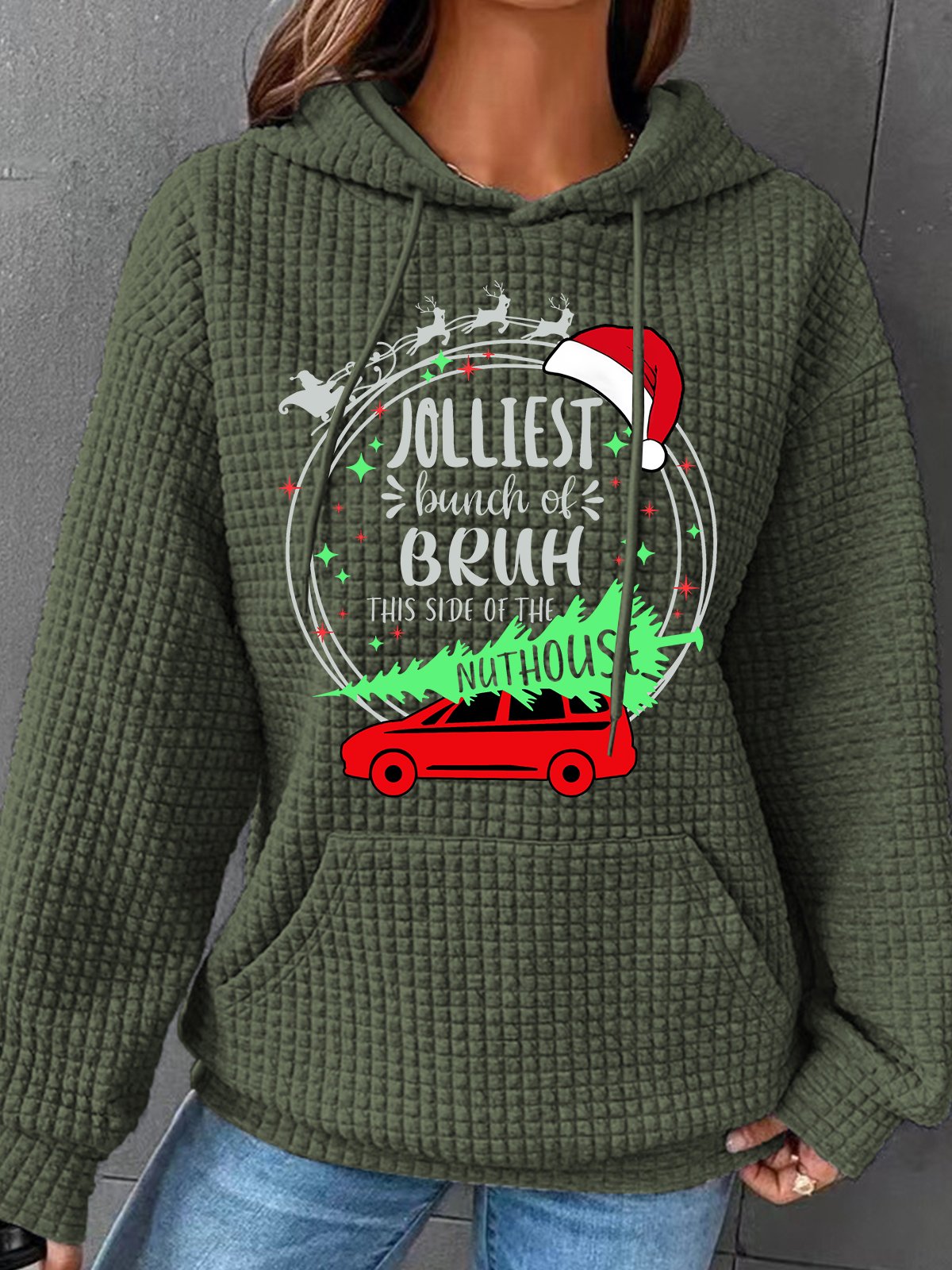 Jolliest Bunch Of Bruh Christmas Simple Loose Hoodie