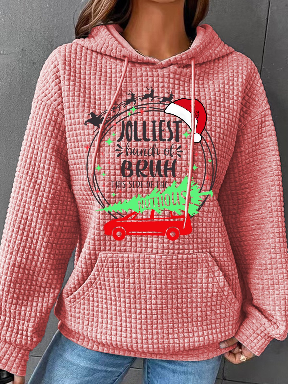 Jolliest Bunch Of Bruh Christmas Simple Loose Hoodie