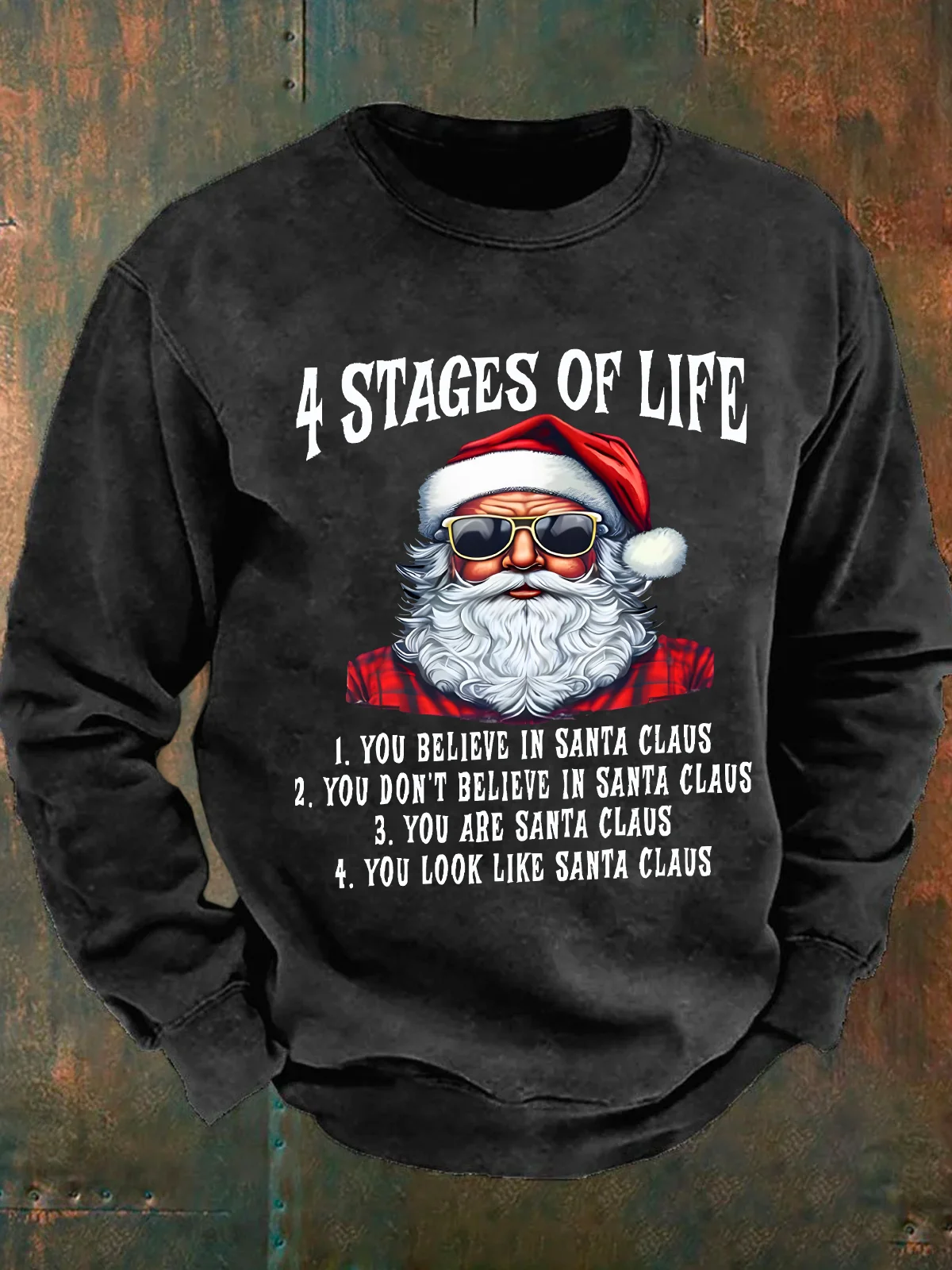 4 Stages Of Life Funny Christmas Men's Casual Sweatshirt