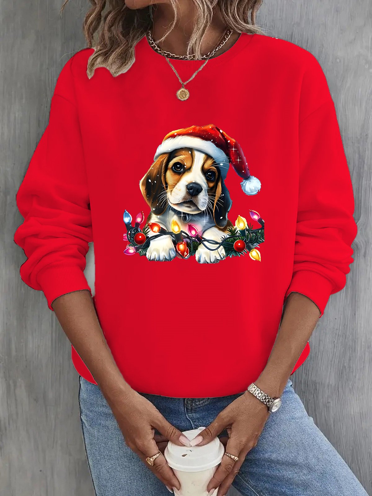 Casual Christmas Crew Neck Sweatshirt