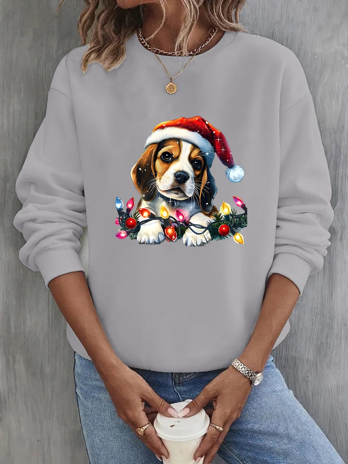 Casual Christmas Crew Neck Sweatshirt