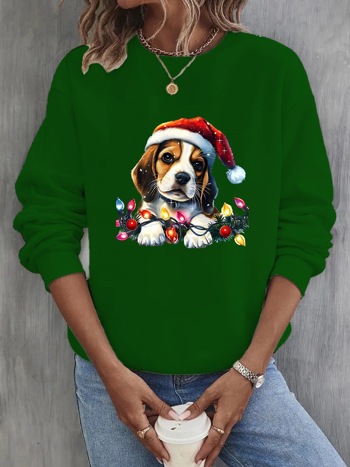 Casual Christmas Crew Neck Sweatshirt