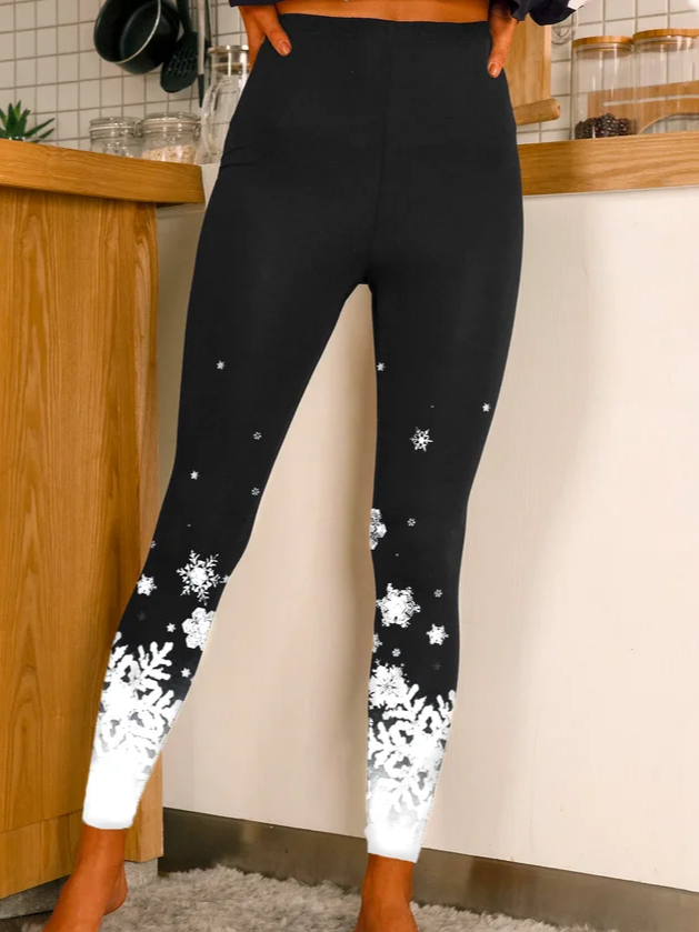 Snowflake Gradient Christmas Regular Fit Leggings Yoga Leggings