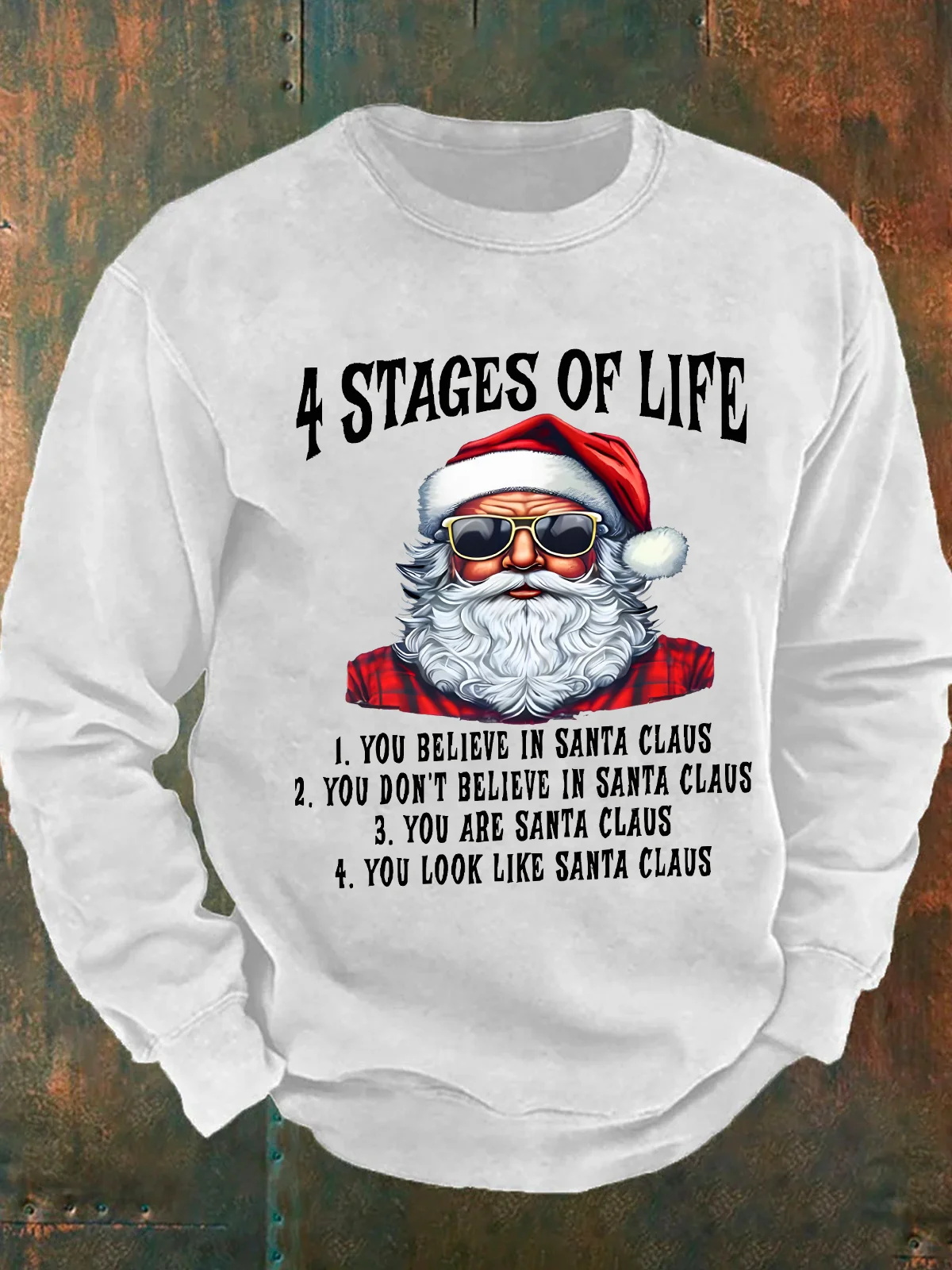 4 Stages Of Life Funny Christmas Men's Casual Sweatshirt