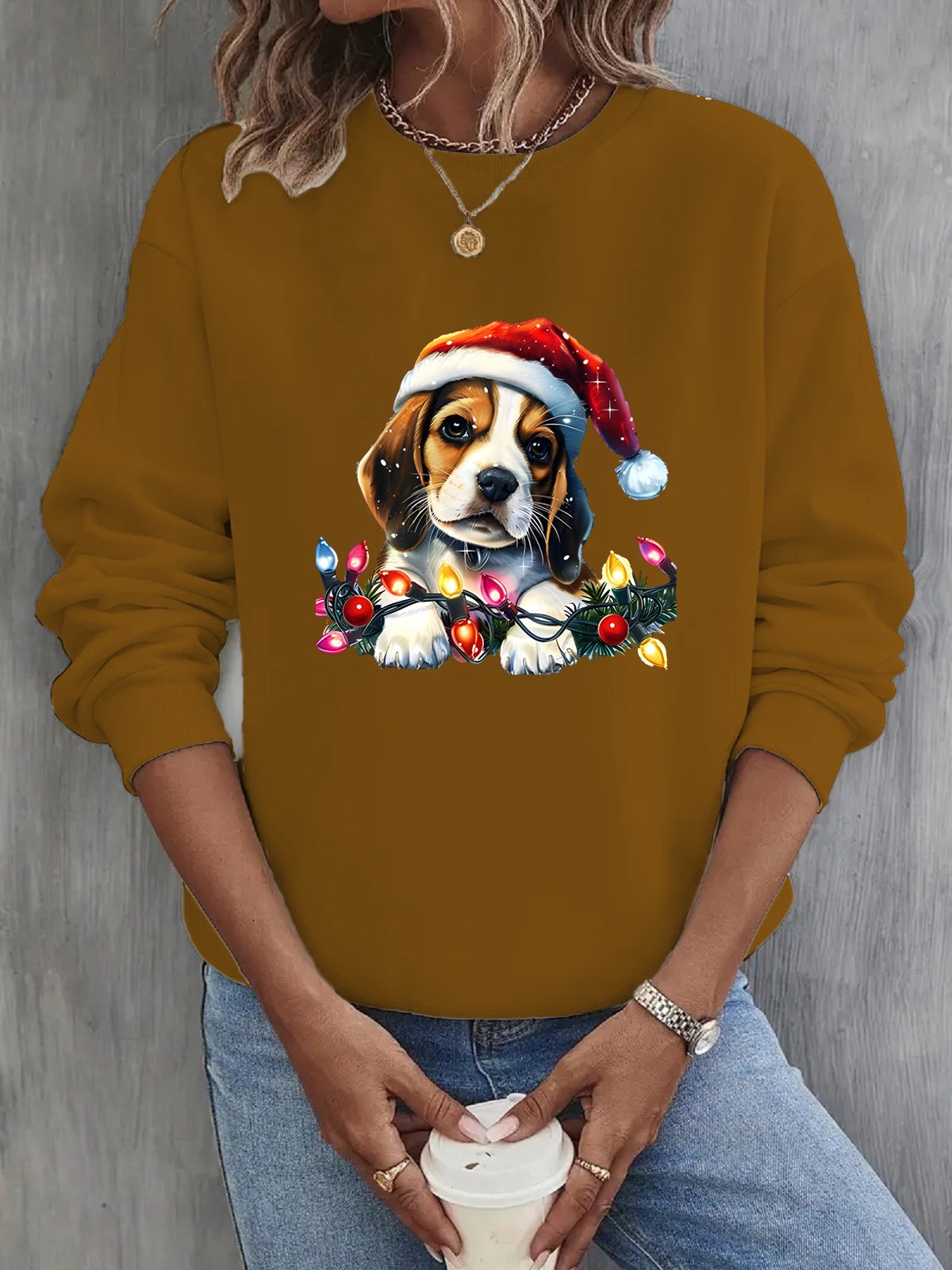 Casual Christmas Crew Neck Sweatshirt