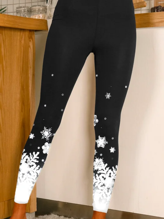 Snowflake Gradient Christmas Regular Fit Leggings Yoga Leggings