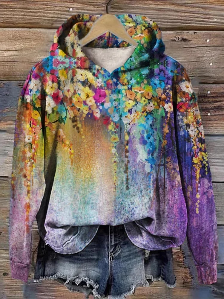 Casual Hoodie Floral Sweatshirt