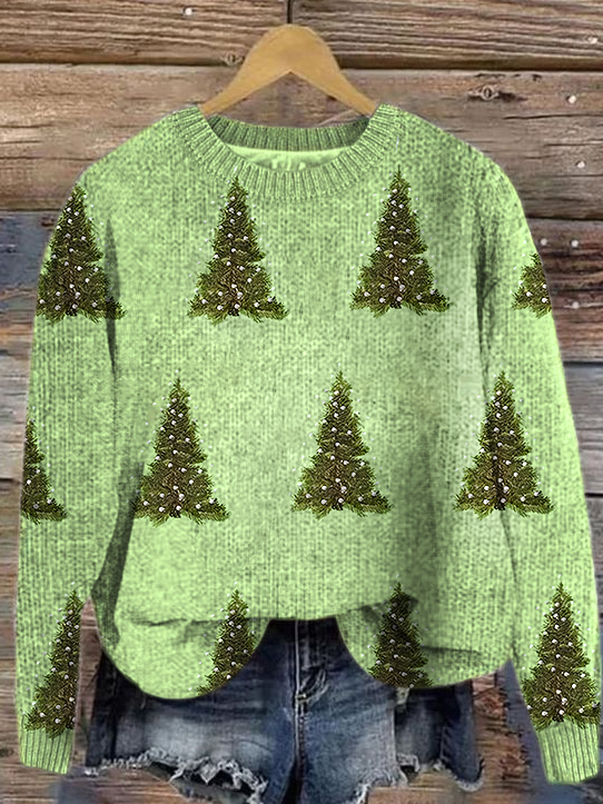 Christmas tree Casual Crew Neck Sweater