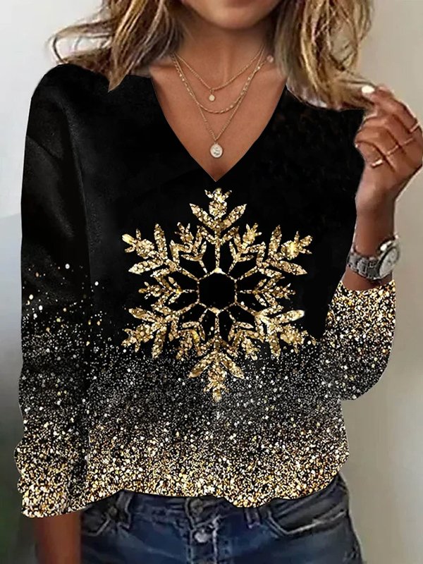 Christmas  Snowflake Ombre Long sleeve Shirt