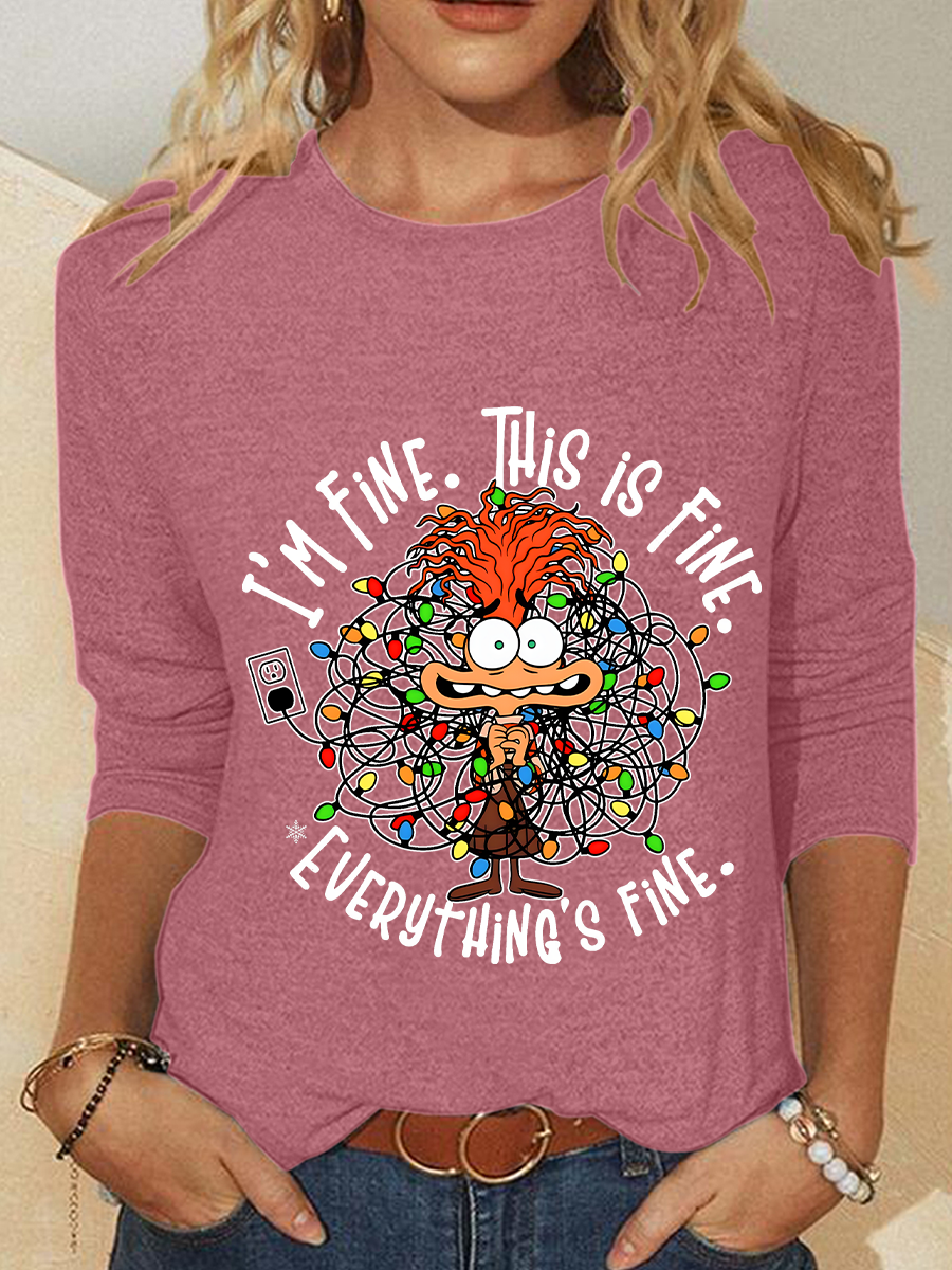 Everything Is Fine Casual Long Sleeve Shirt