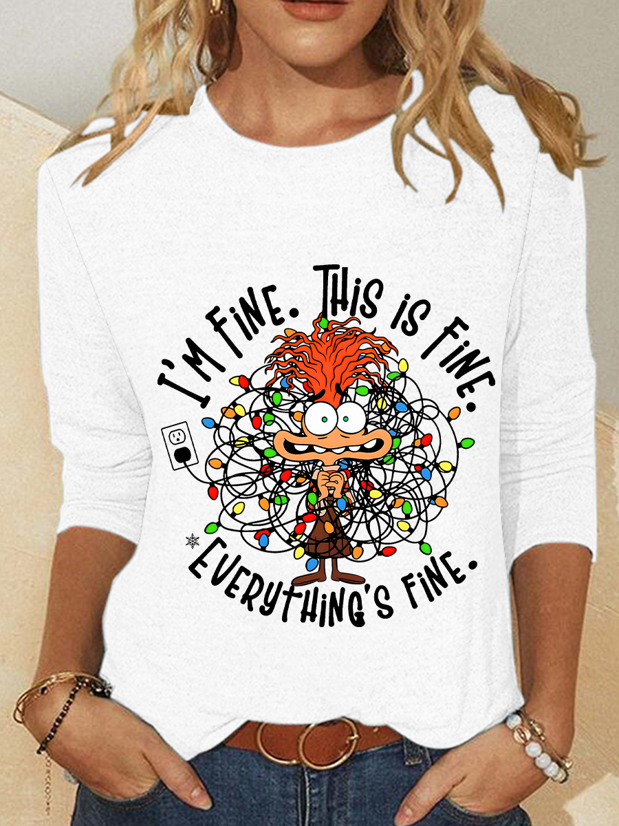 Everything Is Fine Casual Long Sleeve Shirt