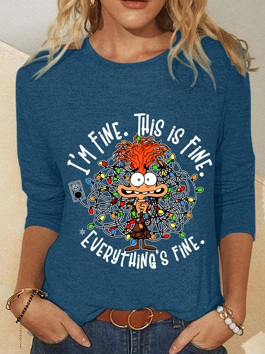 Everything Is Fine Casual Long Sleeve Shirt