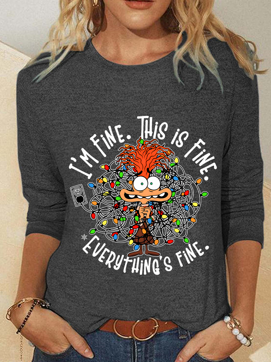 Everything Is Fine Casual Long Sleeve Shirt