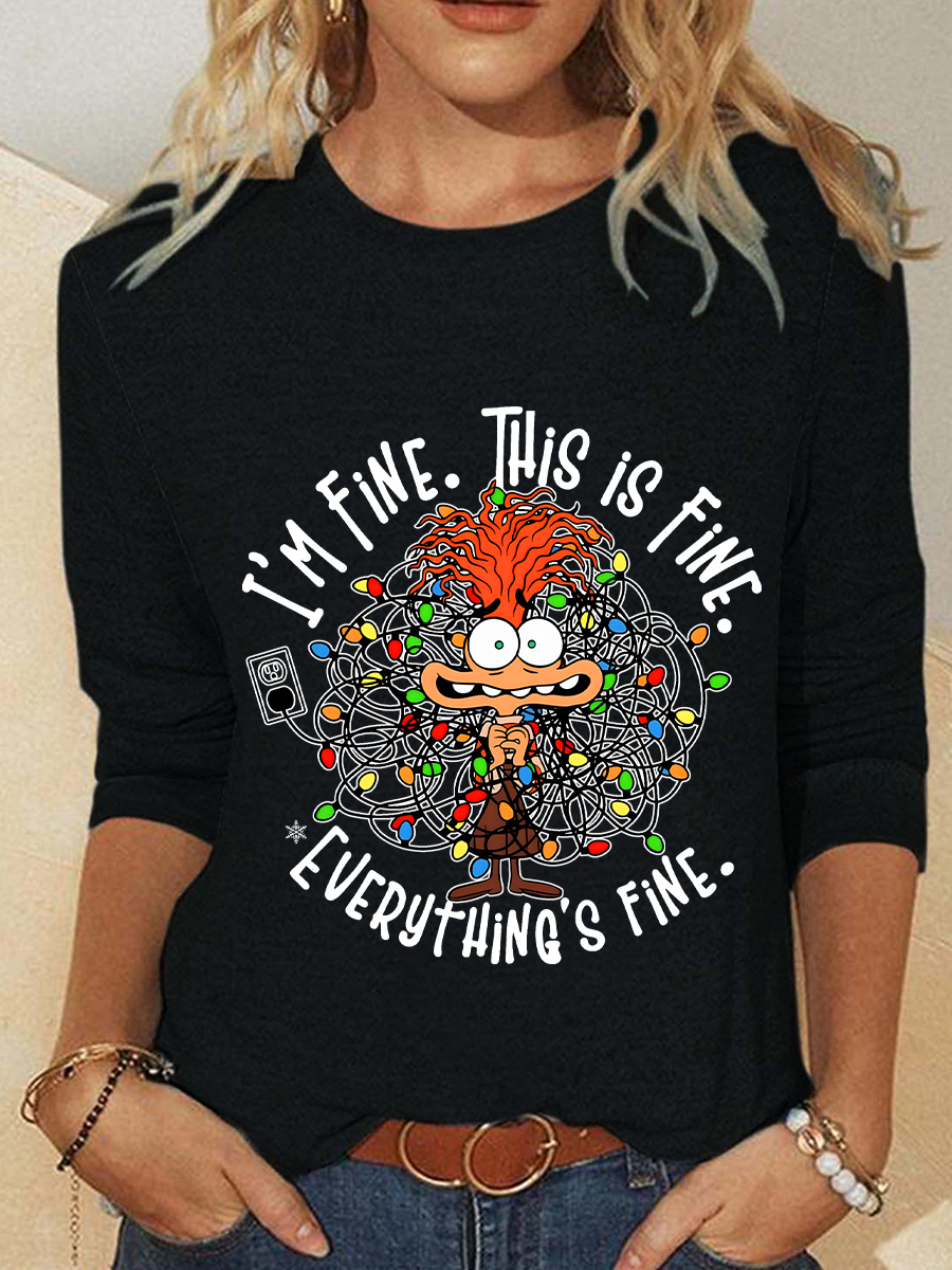 Everything Is Fine Casual Long Sleeve Shirt