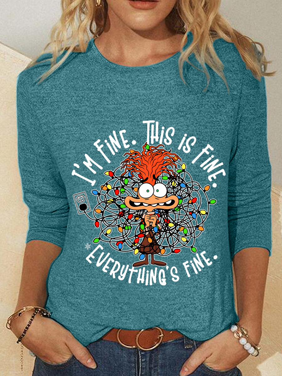 Everything Is Fine Casual Long Sleeve Shirt