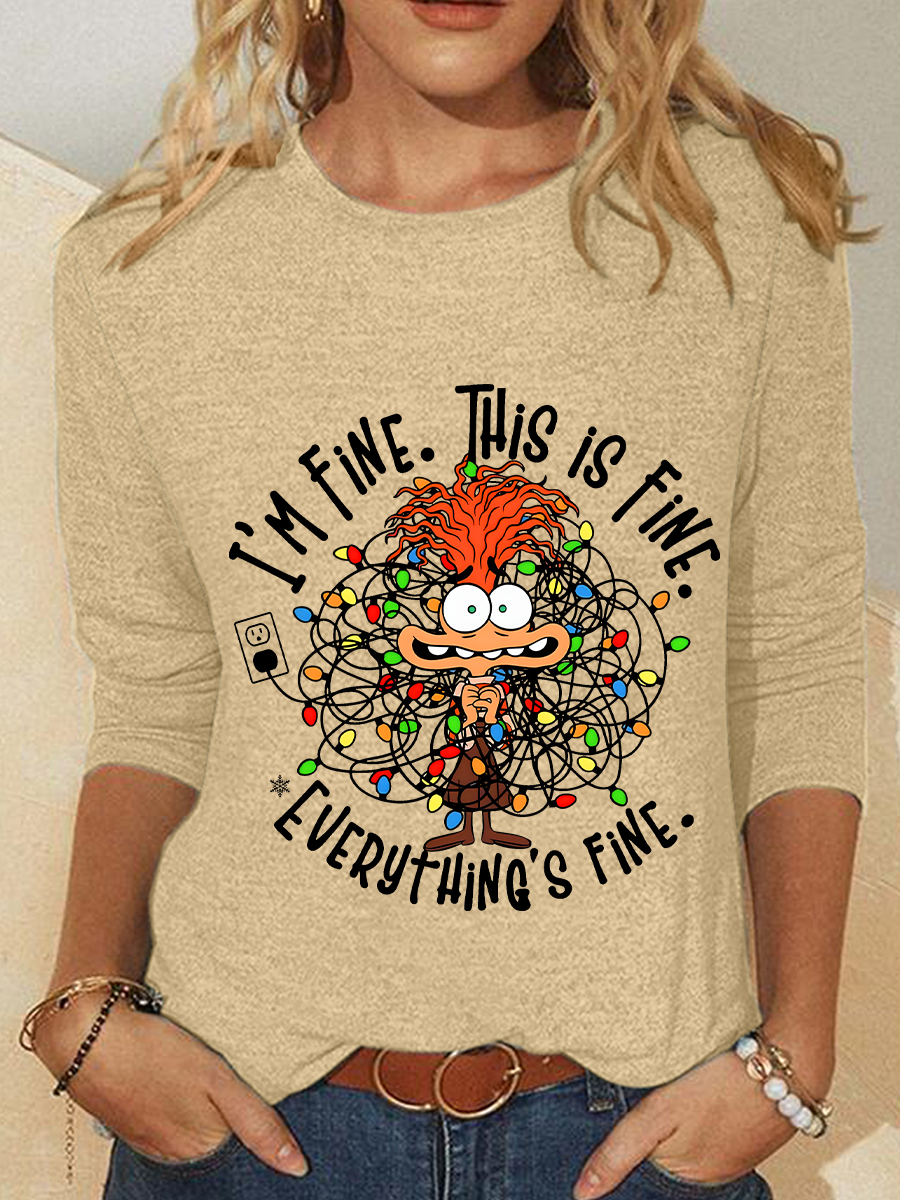 Everything Is Fine Casual Long Sleeve Shirt