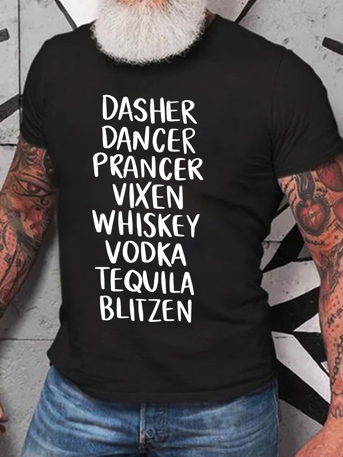 Tequila, Whiskey, Vodka Drinking Hilarious Christmas Cotton T-shirt