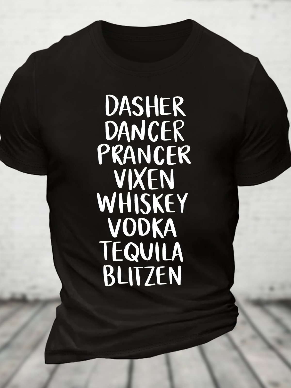 Tequila, Whiskey, Vodka Drinking Hilarious Christmas Cotton T-shirt