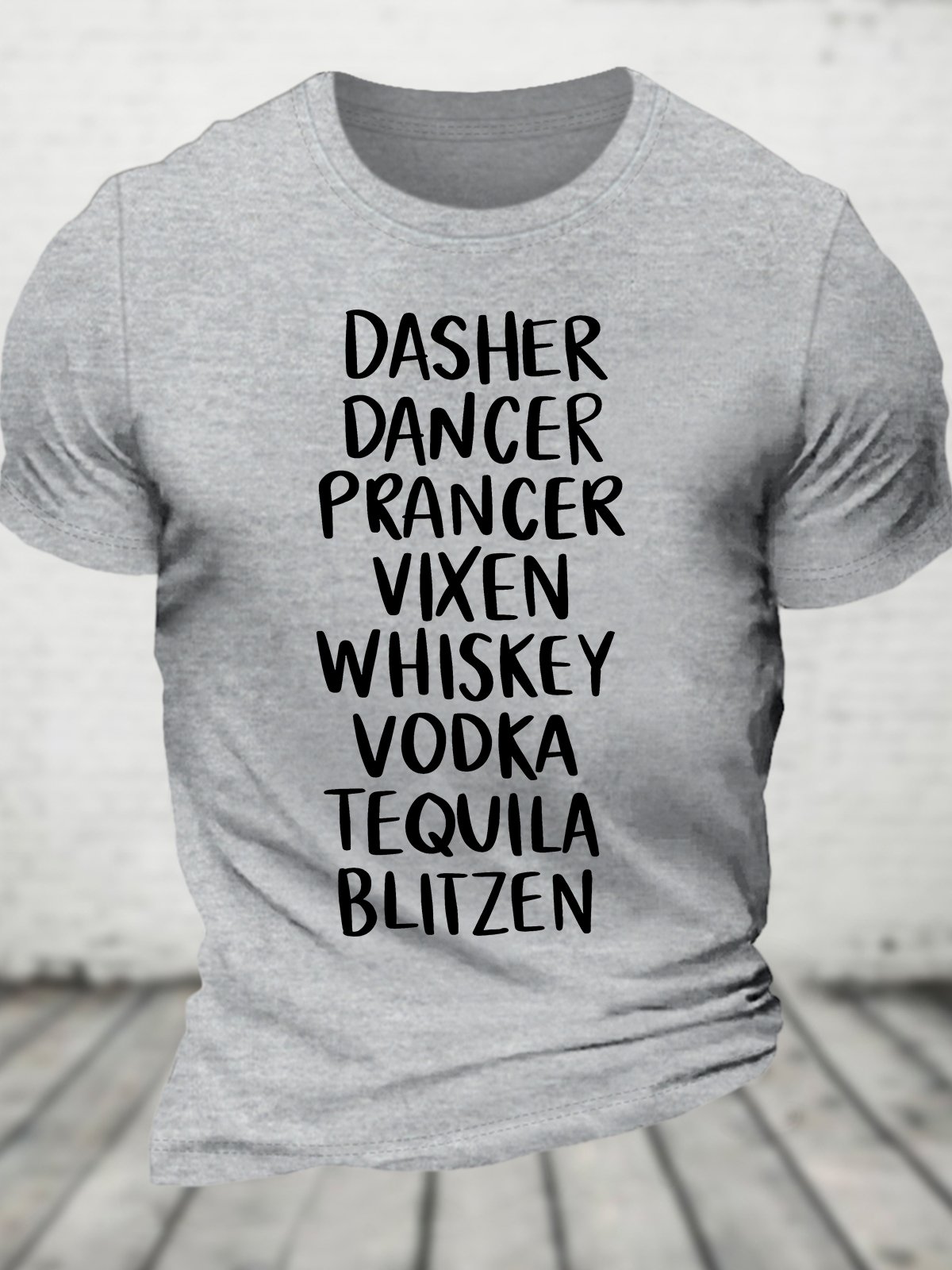 Tequila, Whiskey, Vodka Drinking Hilarious Christmas Cotton T-shirt