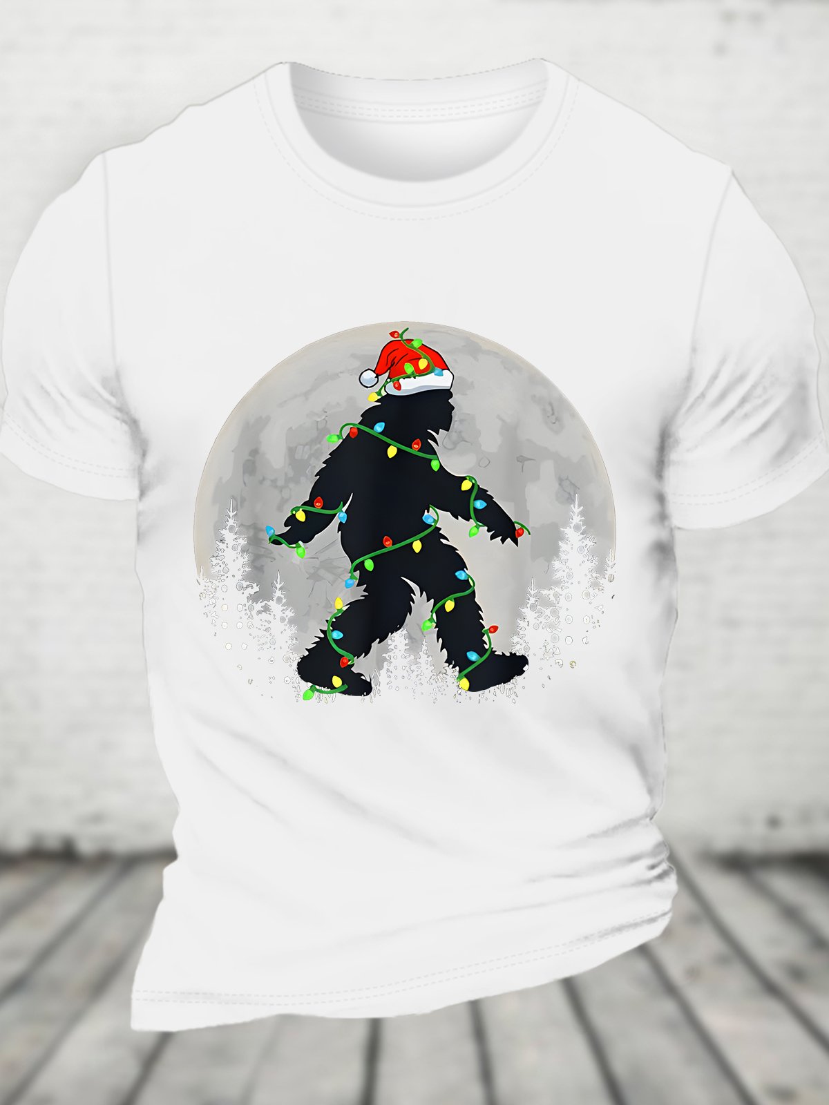 Funny Bigfoot Santa Christmas Xmas Cotton T-shirt