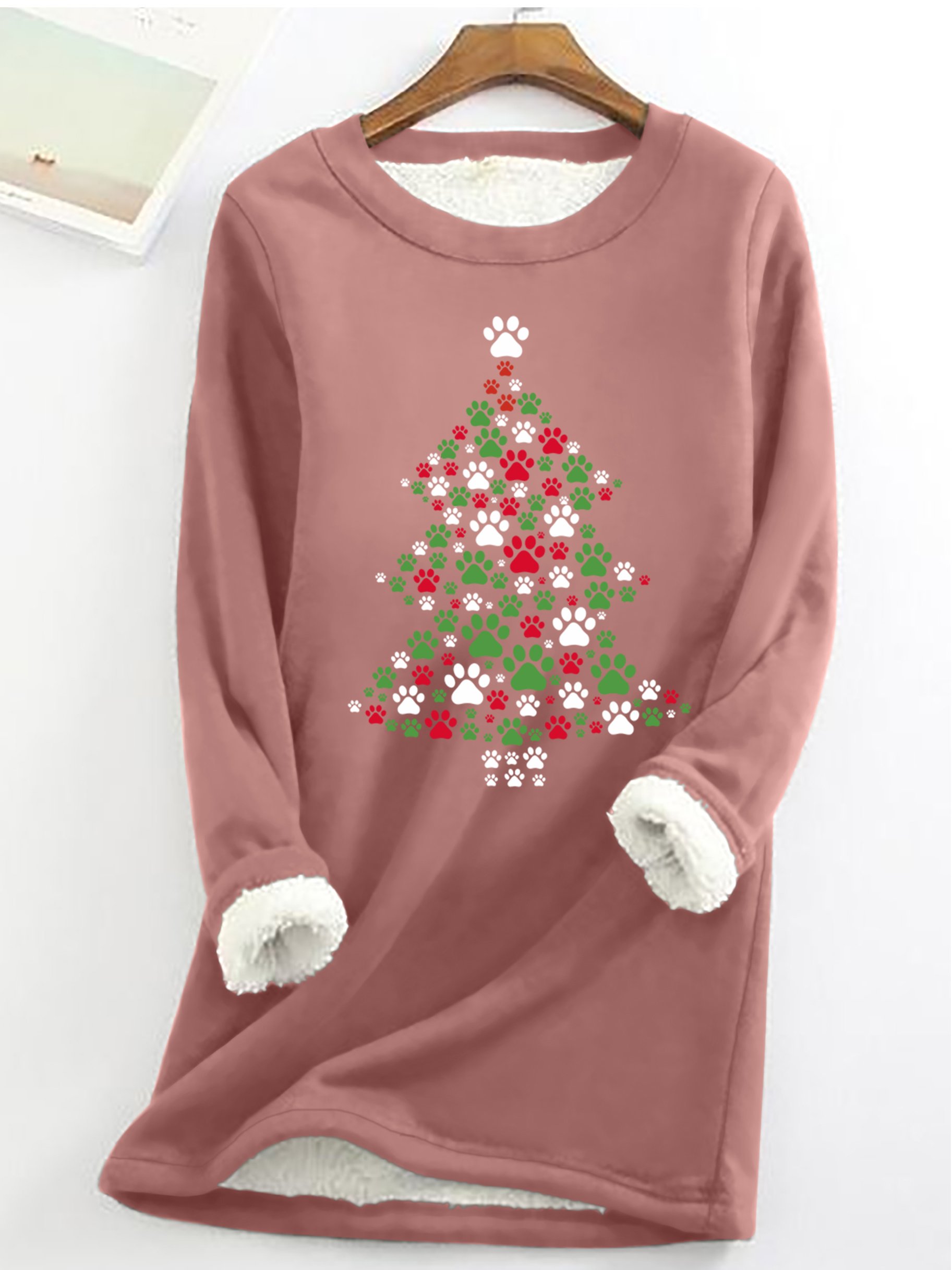 Christmas Dog Casual Fluff Fleece Fabric Sweatshirt