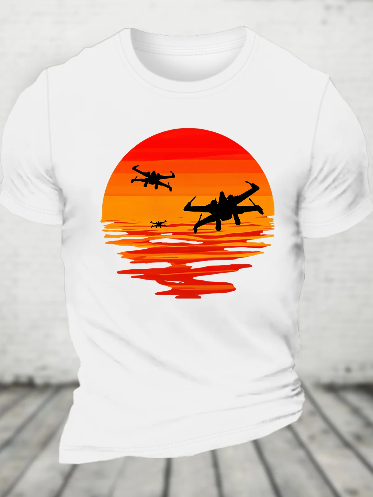 X-Wing Starfighter And Sea Sunset Cotton T-Shirt