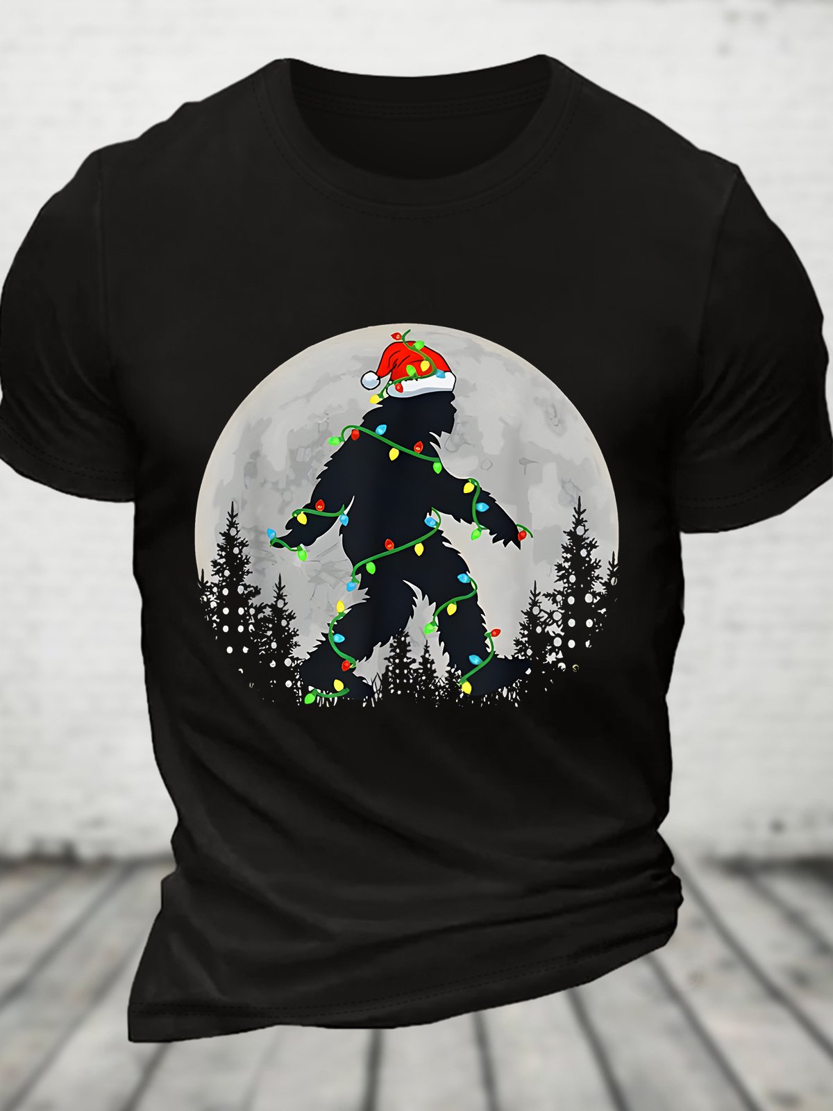 Funny Bigfoot Santa Christmas Xmas Cotton T-shirt