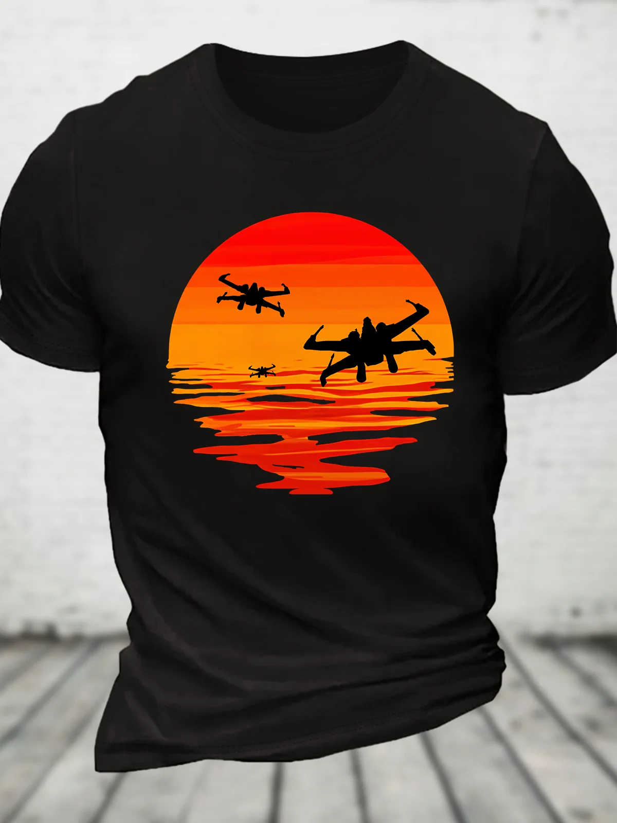 X-Wing Starfighter And Sea Sunset Cotton T-Shirt