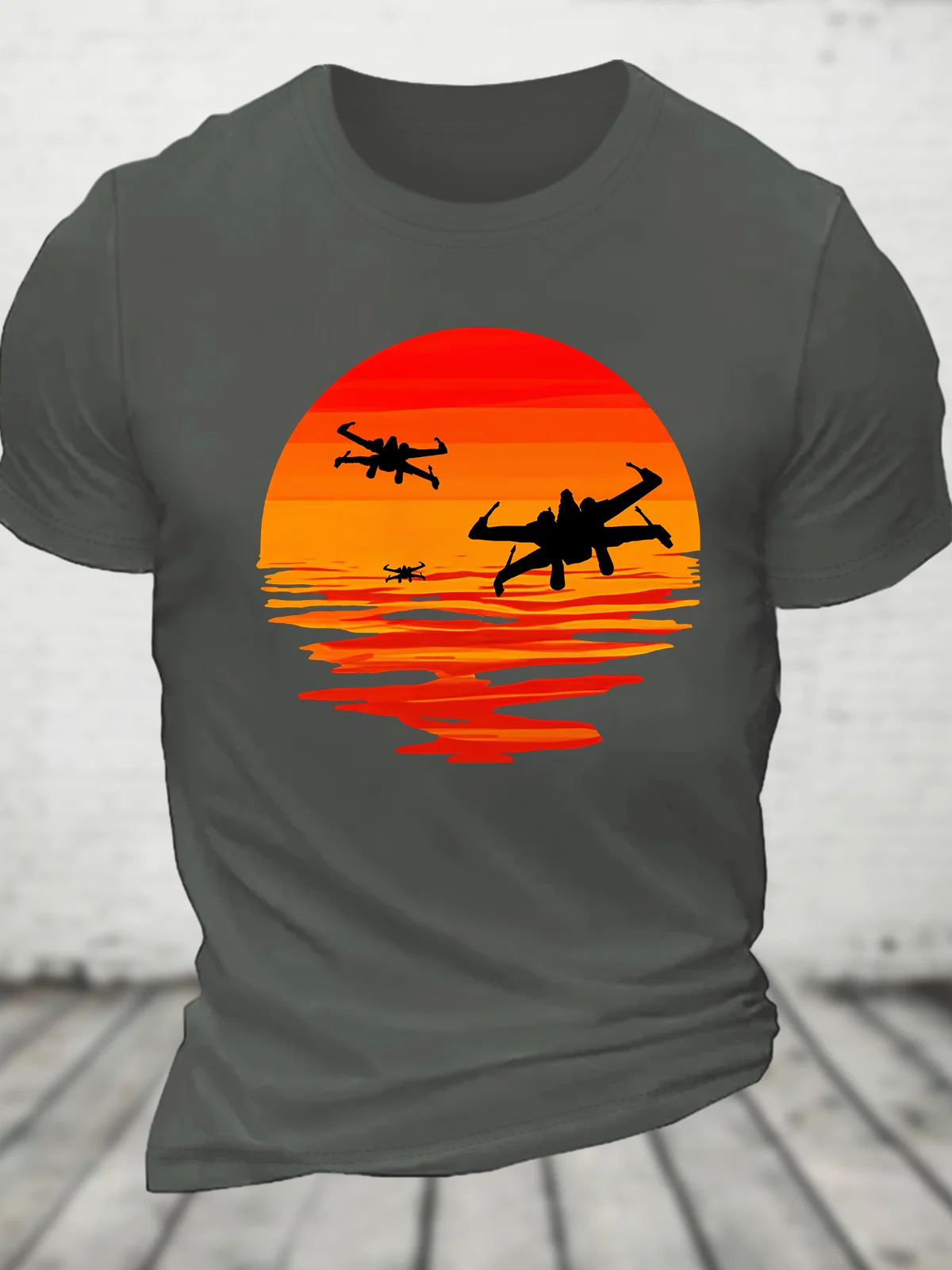 X-Wing Starfighter And Sea Sunset Cotton T-Shirt