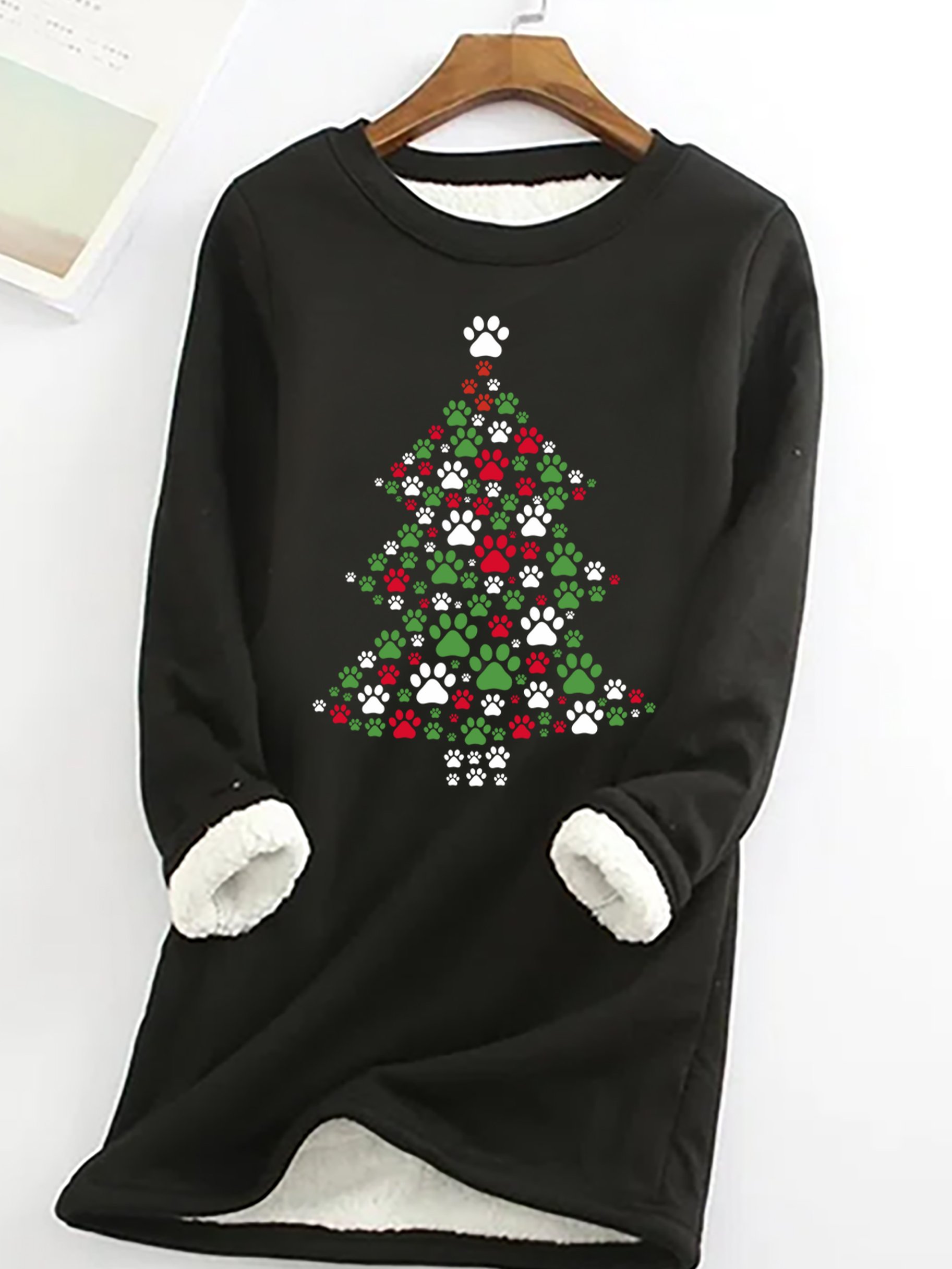 Christmas Dog Casual Fluff Fleece Fabric Sweatshirt