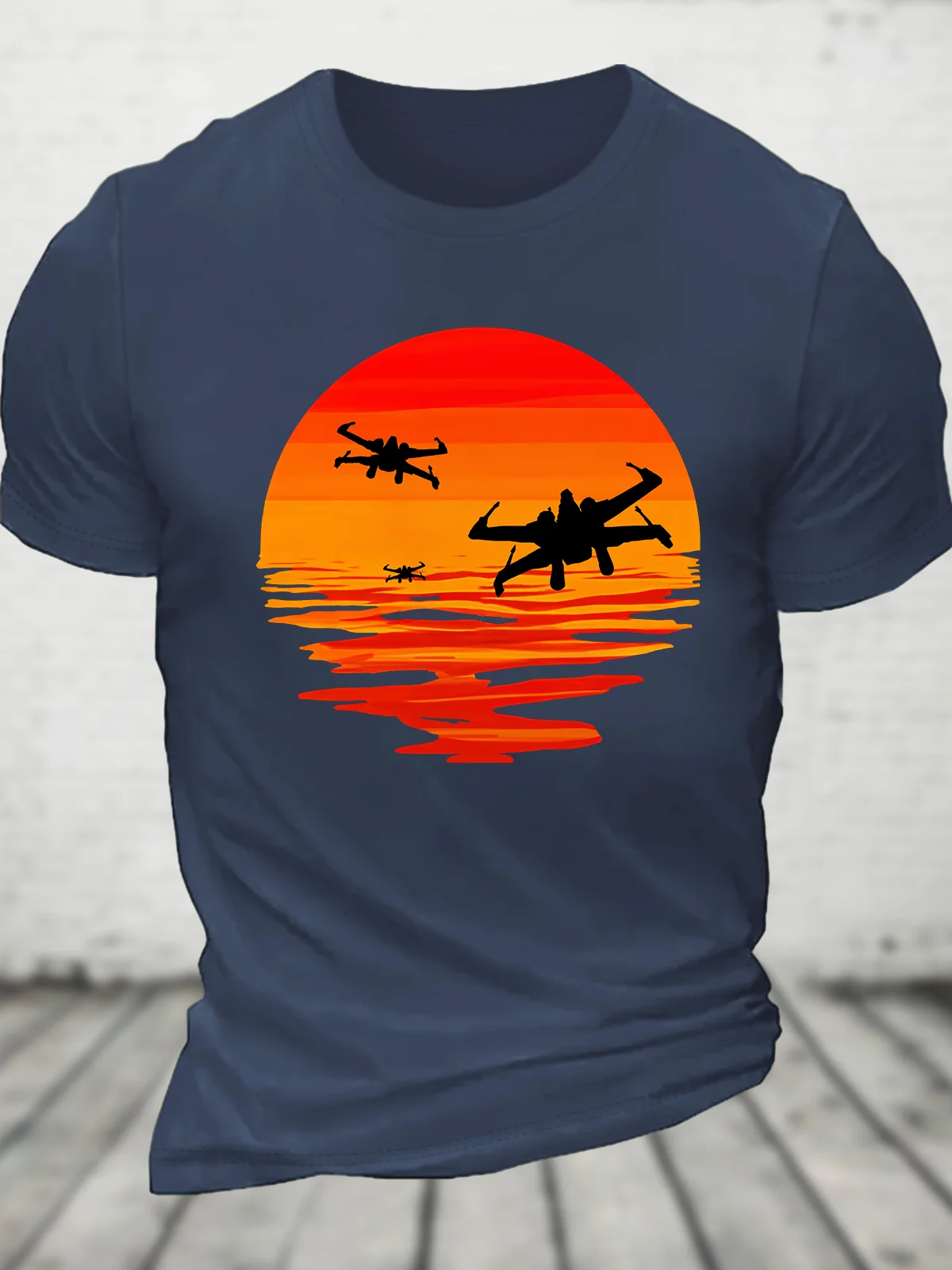 X-Wing Starfighter And Sea Sunset Cotton T-Shirt