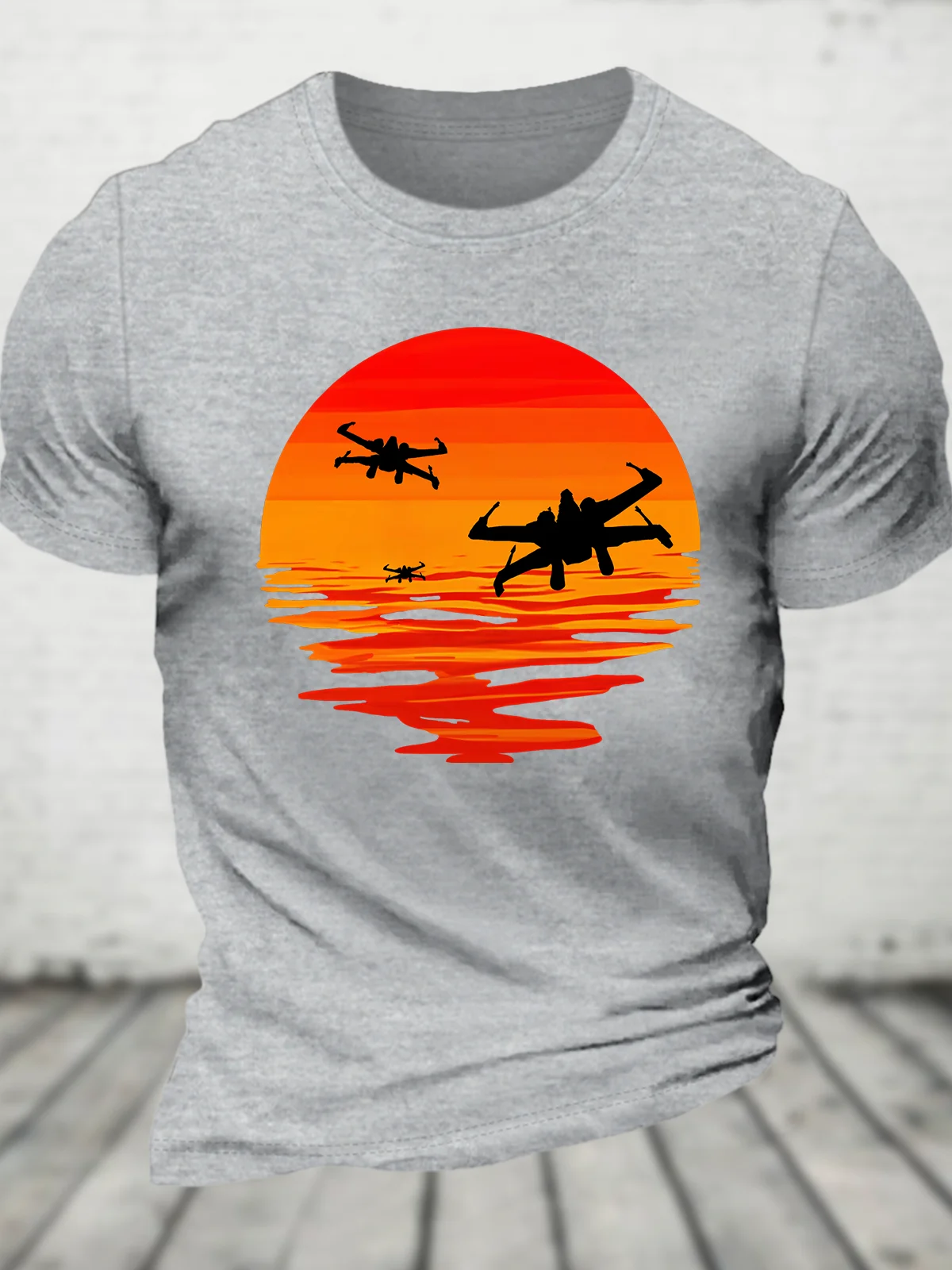 X-Wing Starfighter And Sea Sunset Cotton T-Shirt