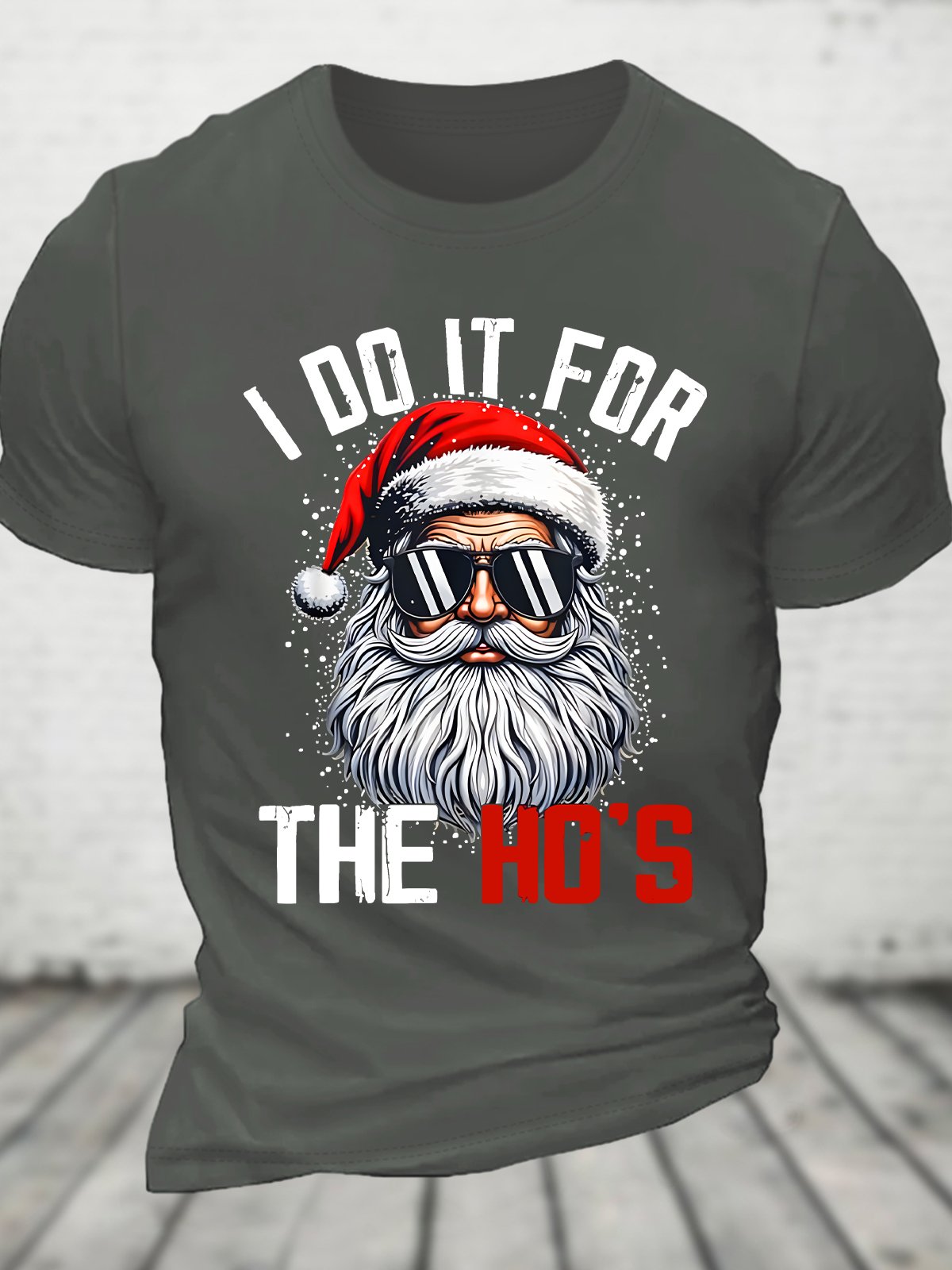 Christmas  Santa Claus I Do It For The Ho's Funny Xmas Cotton T-shirt