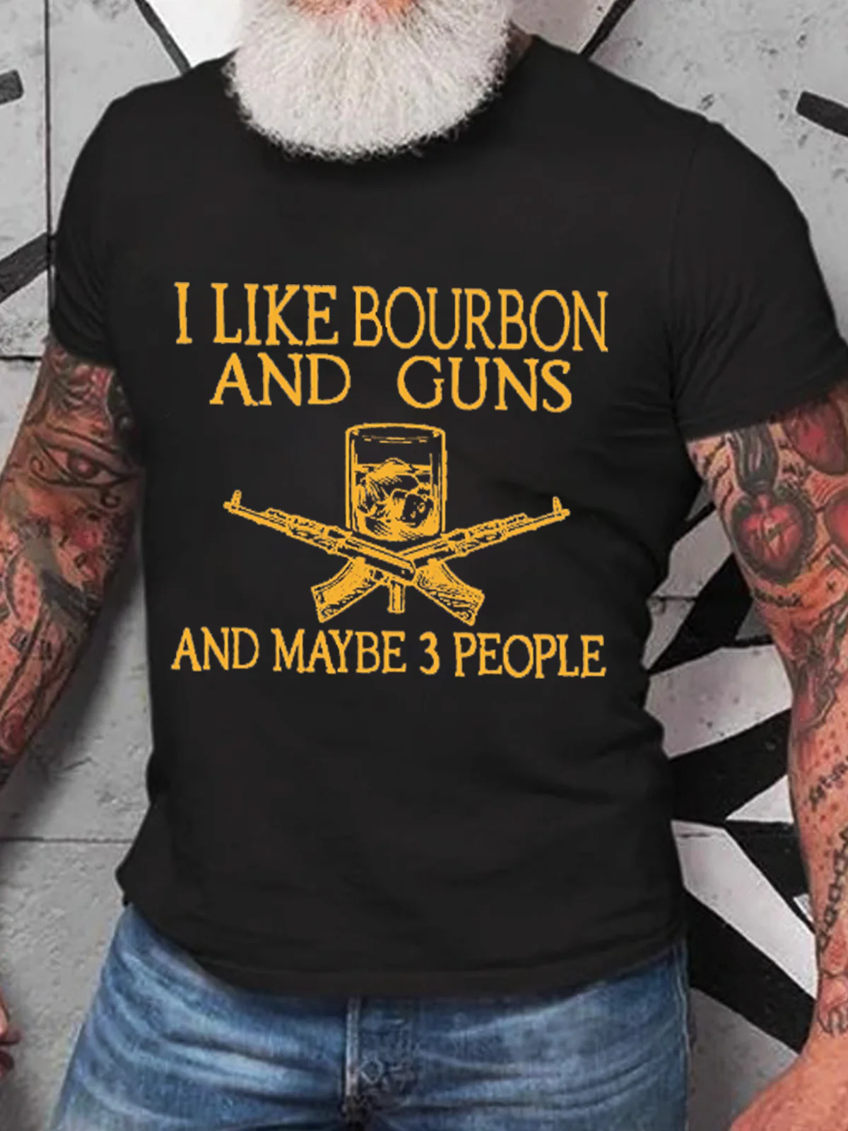 I Like Bourbon And Guns And Maybe 3 People Funny Cotton T-Shirt