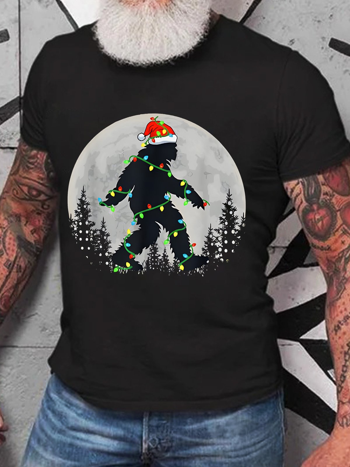 Funny Bigfoot Santa Christmas Xmas Cotton T-shirt