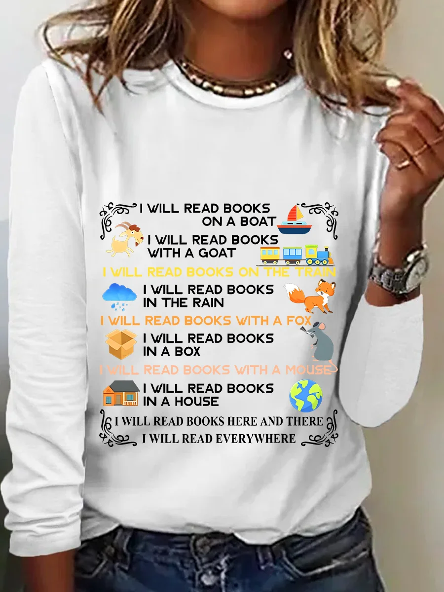 I Will Read Books On A Boat Everywhere Reading Read Books Casual Long Sleeve Shirt