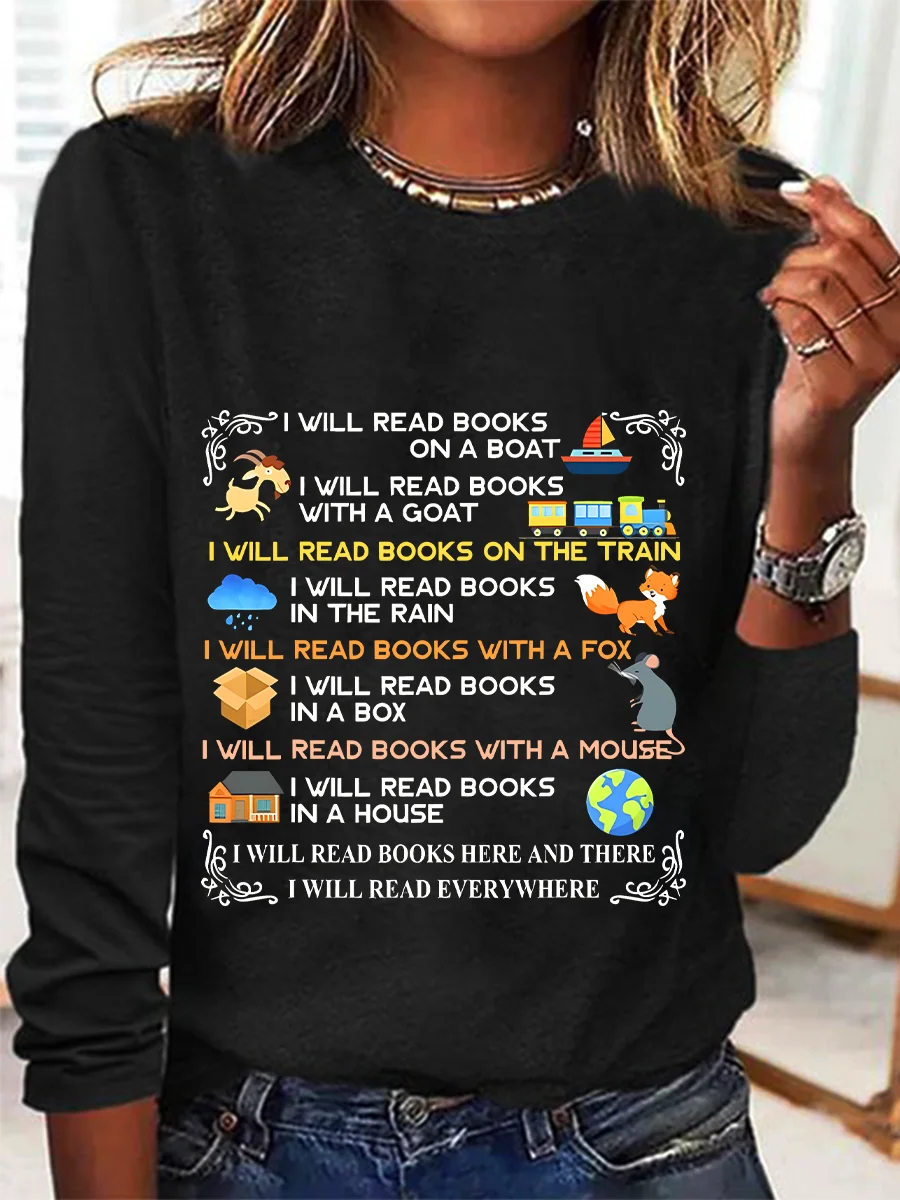 I Will Read Books On A Boat Everywhere Reading Read Books Casual Long Sleeve Shirt